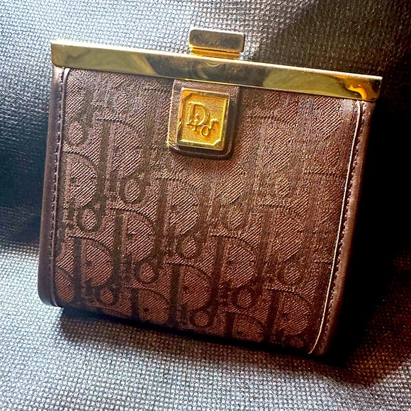 Christian Dior Monogram Kiss-Lock Brown Diorissimo Wallet France Rare 70s CD - Picture 9 of 9